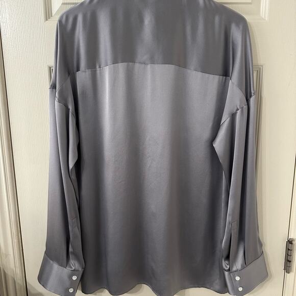 Haider Ackermann Silver Silk Charmeuse Oversized Top size FR 34 - Picture 9 of 15